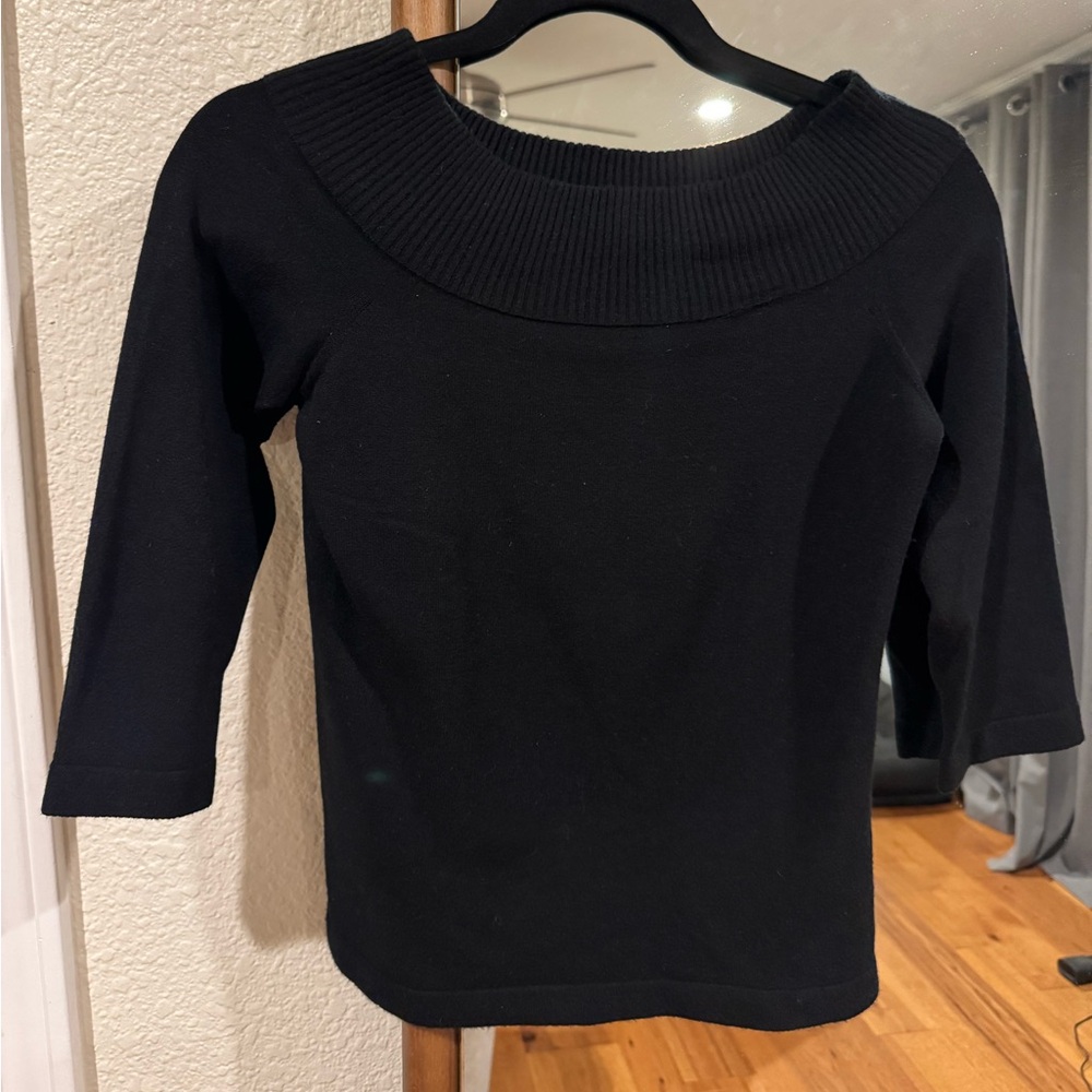 Margaret O’Leary Off the Shoulder Half Sleeve Black Sweater Size Small
